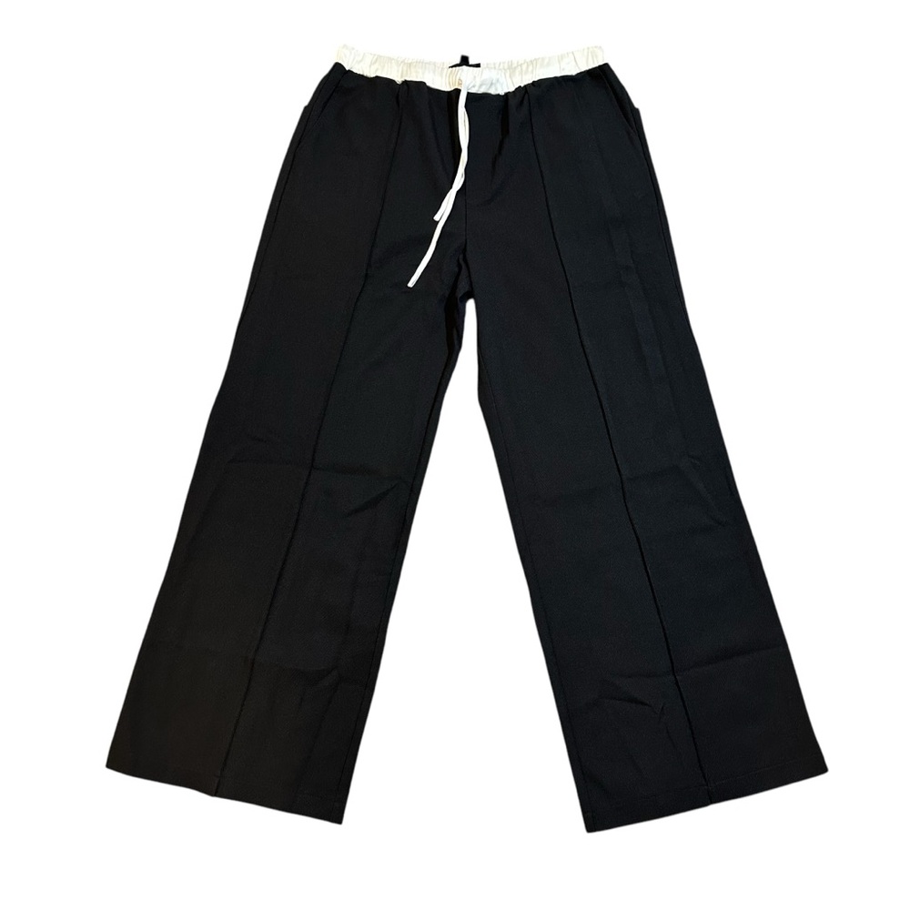 HEYSON Black Wide Leg Drawstring Trouser Pants Size L